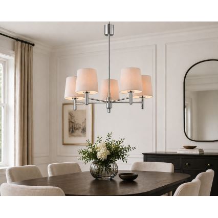 Brilagi - Πολυέλαιος σε ράβδο MONTE 5xE27/60W/230V μπεζ/γυαλιστερό χρώμιο