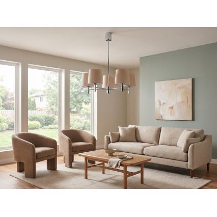 Brilagi - Πολυέλαιος σε ράβδο MONTE 5xE27/60W/230V μπεζ/γυαλιστερό χρώμιο