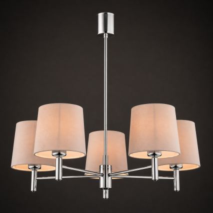 Brilagi - Πολυέλαιος σε ράβδο MONTE 5xE27/60W/230V μπεζ/γυαλιστερό χρώμιο