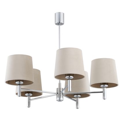 Brilagi - Πολυέλαιος σε ράβδο MONTE 5xE27/60W/230V μπεζ/γυαλιστερό χρώμιο
