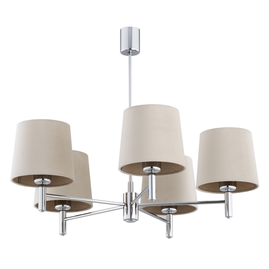 Brilagi - Πολυέλαιος σε ράβδο MONTE 5xE27/60W/230V μπεζ/γυαλιστερό χρώμιο