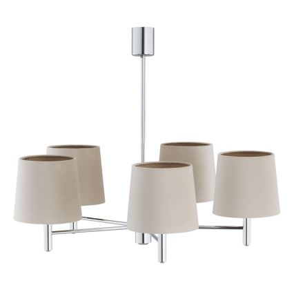 Brilagi - Πολυέλαιος σε ράβδο MONTE 5xE27/60W/230V μπεζ/γυαλιστερό χρώμιο