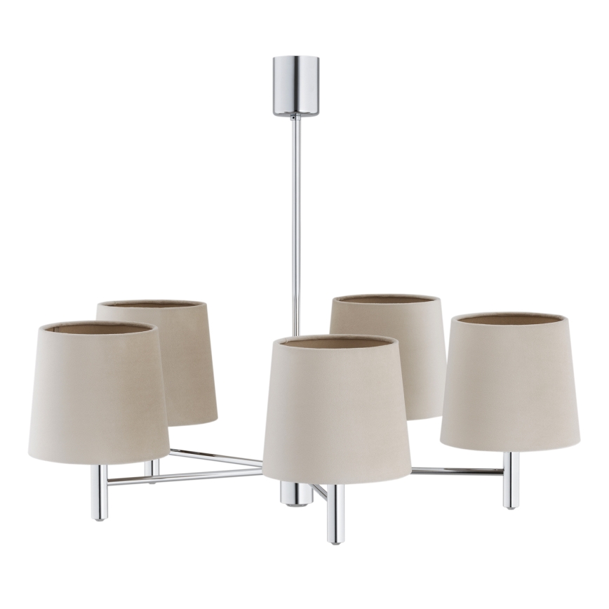 Brilagi - Πολυέλαιος σε ράβδο MONTE 5xE27/60W/230V μπεζ/γυαλιστερό χρώμιο