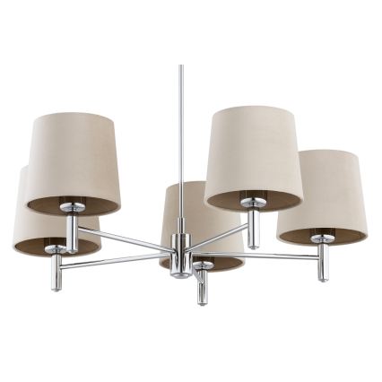 Brilagi - Πολυέλαιος σε ράβδο MONTE 5xE27/60W/230V μπεζ/γυαλιστερό χρώμιο