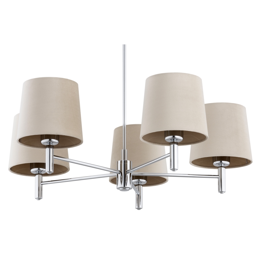Brilagi - Πολυέλαιος σε ράβδο MONTE 5xE27/60W/230V μπεζ/γυαλιστερό χρώμιο