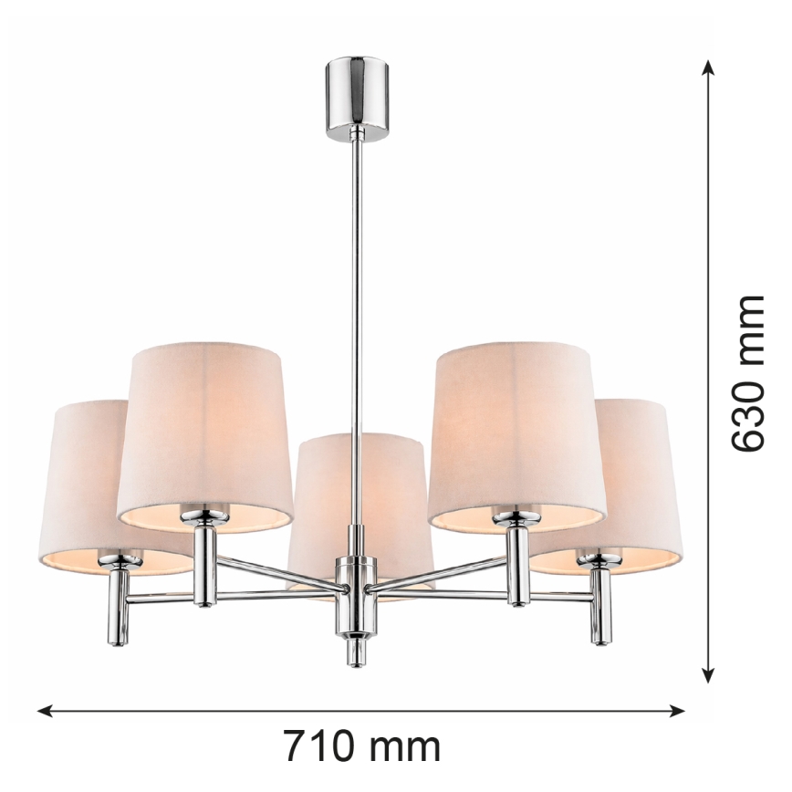 Brilagi - Πολυέλαιος σε ράβδο MONTE 5xE27/60W/230V μπεζ/γυαλιστερό χρώμιο