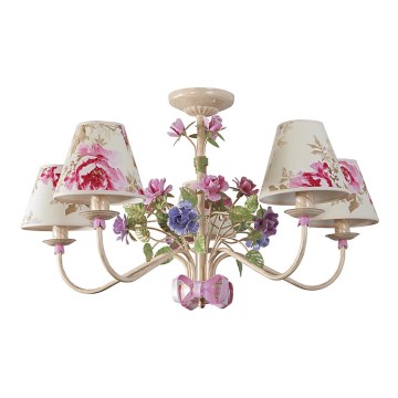 BRILAGI - Πολυέλαιος σε ράβδο ROMANCE 5xE14/40W/230V πολύχρωμος/μπεζ/πατίνα