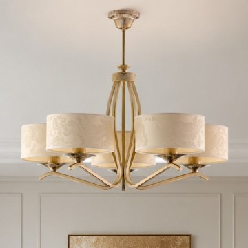 Brilagi - Πολυέλαιος σε ράβδο SAPHIRE 5xE27/15W/230V Ø 66 cm κρεμ/χρυσό/πατίνα
