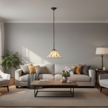 Brilagi - Πολυέλαιος Tiffany με βιτρώ σε αλυσίδα FOLIA 1xE27/60W/230V Ø 40 cm
