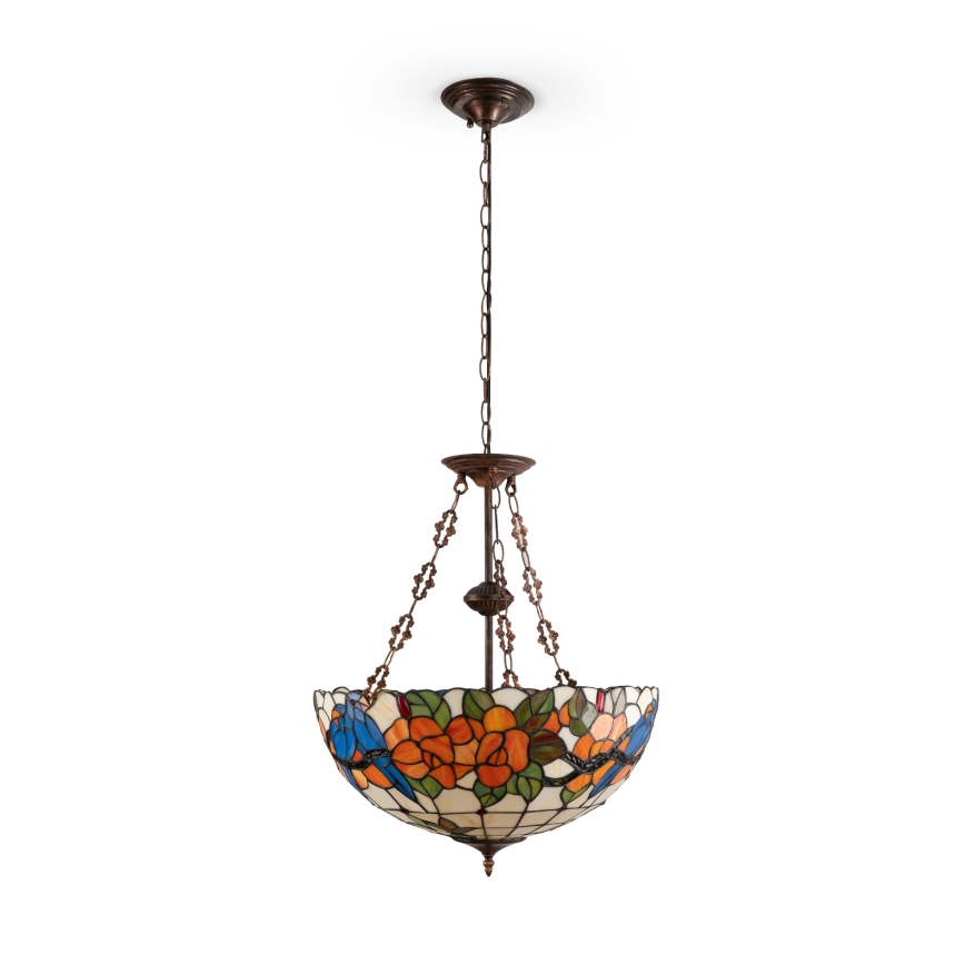 Brilagi - Πολυέλαιος Tiffany με βιτρώ σε αλυσίδα JUNGLE 3xE27/60W/230V Ø 50 cm