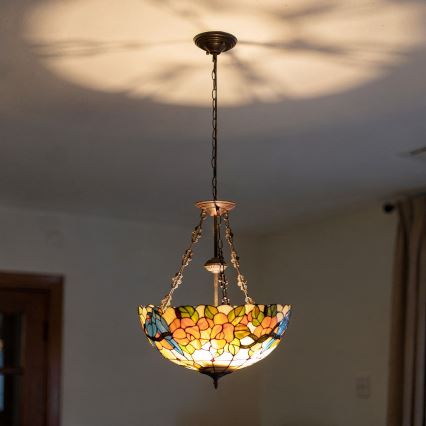 Brilagi - Πολυέλαιος Tiffany με βιτρώ σε αλυσίδα JUNGLE 3xE27/60W/230V Ø 50 cm