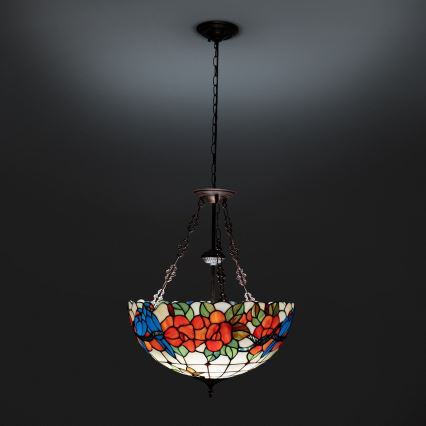 Brilagi - Πολυέλαιος Tiffany με βιτρώ σε αλυσίδα JUNGLE 3xE27/60W/230V Ø 50 cm