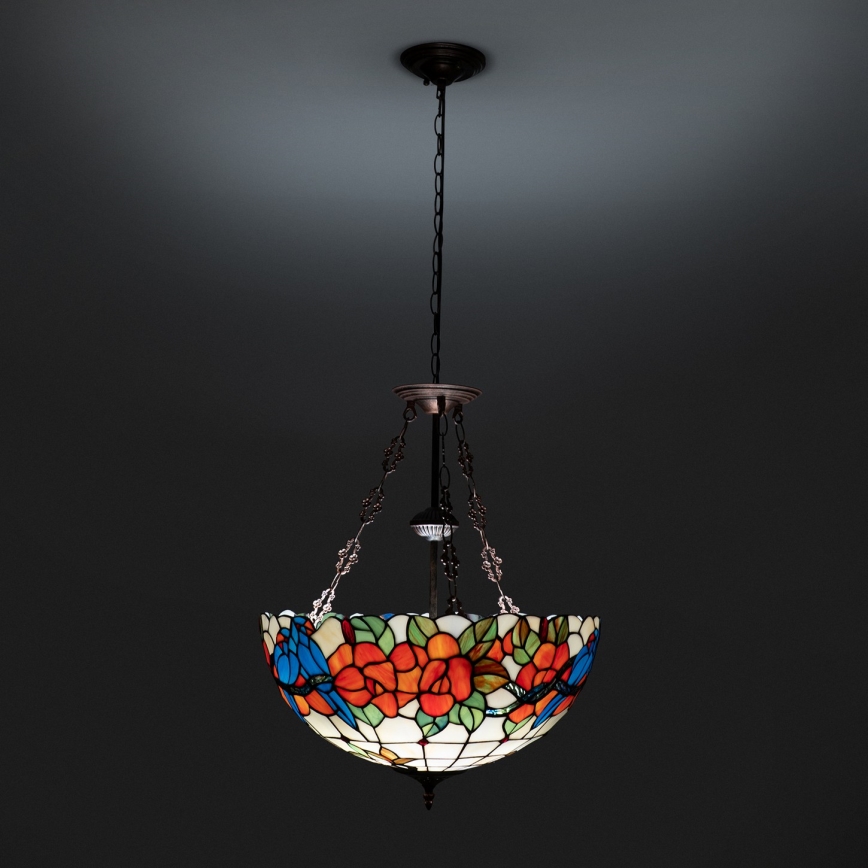 Brilagi - Πολυέλαιος Tiffany με βιτρώ σε αλυσίδα JUNGLE 3xE27/60W/230V Ø 50 cm