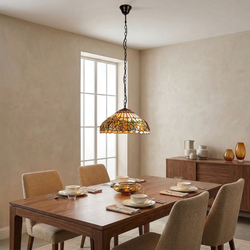 Brilagi - Πολυέλαιος Tiffany με βιτρώ σε αλυσίδα LUISA 2xE27/60W/230V