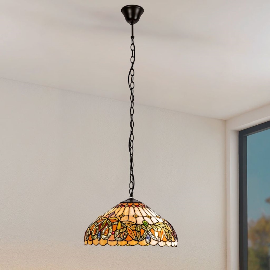 Brilagi - Πολυέλαιος Tiffany με βιτρώ σε αλυσίδα LUISA 2xE27/60W/230V