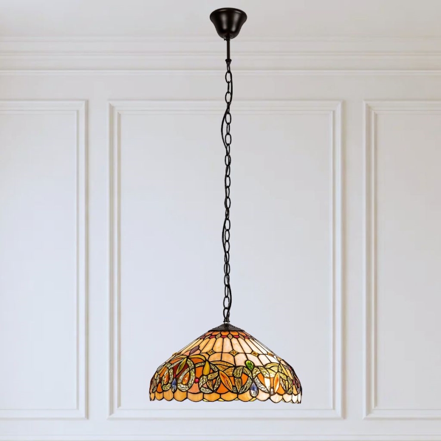 Brilagi - Πολυέλαιος Tiffany με βιτρώ σε αλυσίδα LUISA 2xE27/60W/230V
