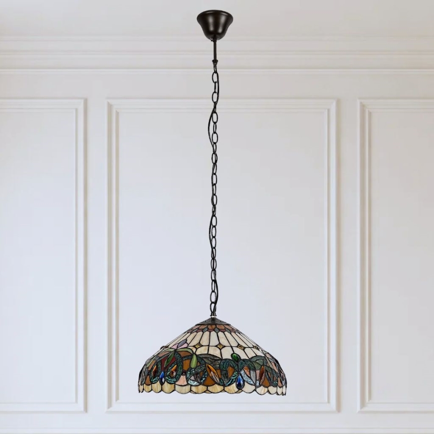 Brilagi - Πολυέλαιος Tiffany με βιτρώ σε αλυσίδα LUISA 2xE27/60W/230V
