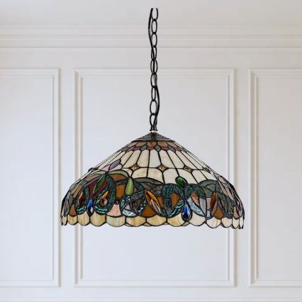 Brilagi - Πολυέλαιος Tiffany με βιτρώ σε αλυσίδα LUISA 2xE27/60W/230V