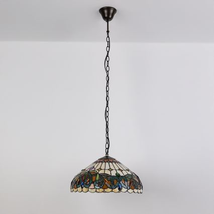 Brilagi - Πολυέλαιος Tiffany με βιτρώ σε αλυσίδα LUISA 2xE27/60W/230V