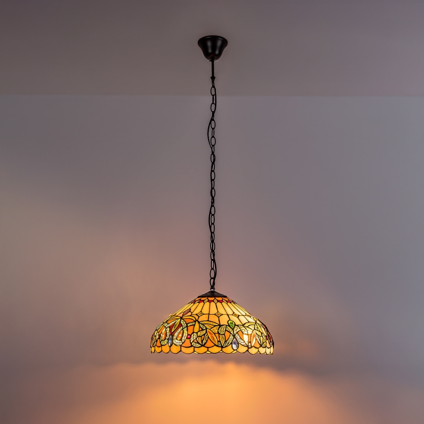 Brilagi - Πολυέλαιος Tiffany με βιτρώ σε αλυσίδα LUISA 2xE27/60W/230V