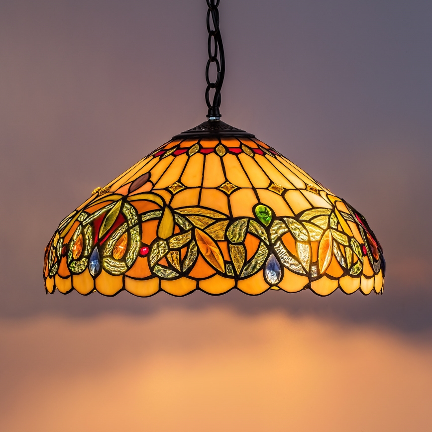 Brilagi - Πολυέλαιος Tiffany με βιτρώ σε αλυσίδα LUISA 2xE27/60W/230V