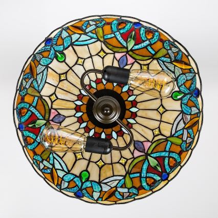 Brilagi - Πολυέλαιος Tiffany με βιτρώ σε αλυσίδα LUISA 2xE27/60W/230V