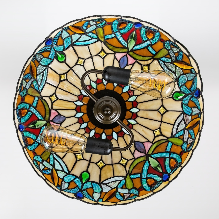 Brilagi - Πολυέλαιος Tiffany με βιτρώ σε αλυσίδα LUISA 2xE27/60W/230V