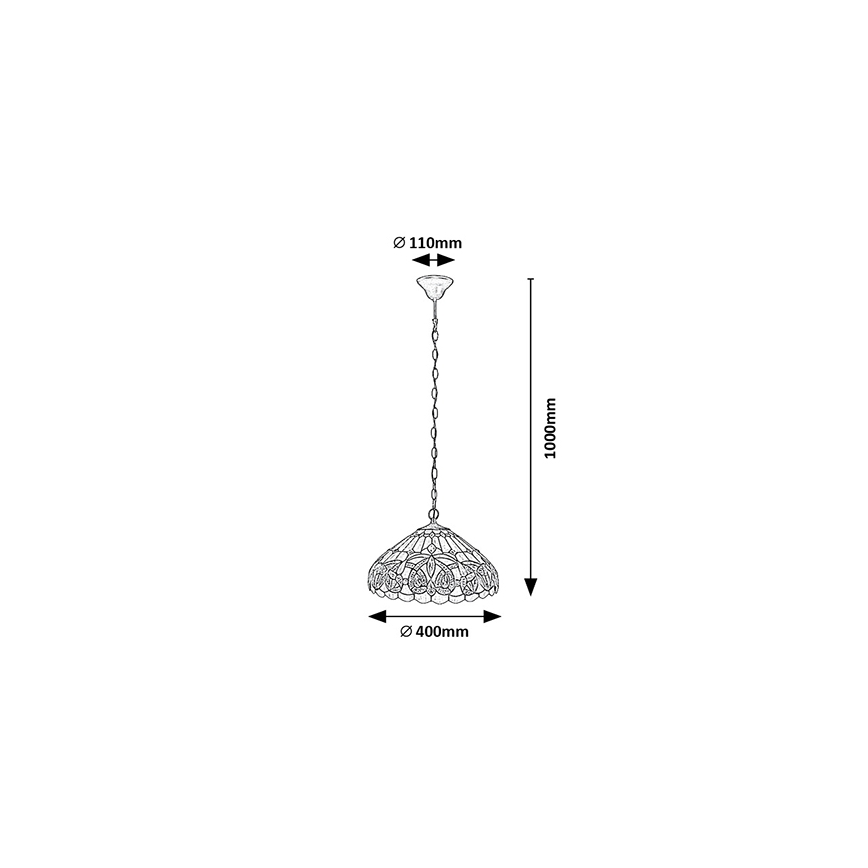 Brilagi - Πολυέλαιος Tiffany με βιτρώ σε αλυσίδα LUISA 2xE27/60W/230V