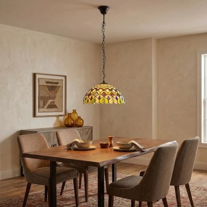 Brilagi - πολυέλαιος Tiffany με βιτρώ σε αλυσίδα MARGARET 2xE27/60W/230V