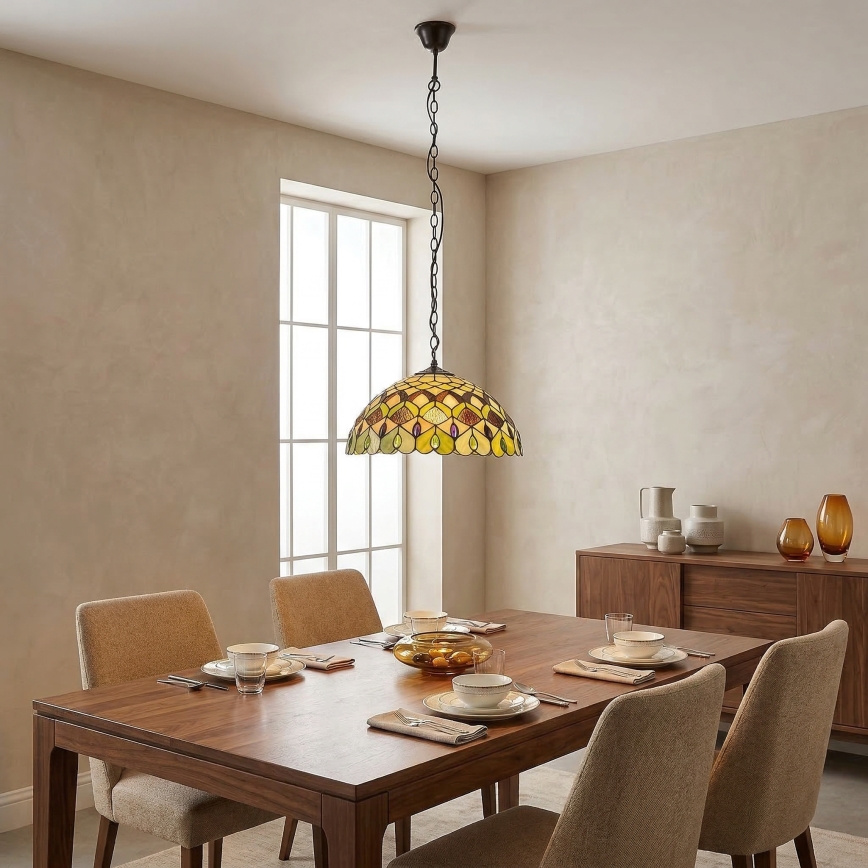 Brilagi - πολυέλαιος Tiffany με βιτρώ σε αλυσίδα MARGARET 2xE27/60W/230V
