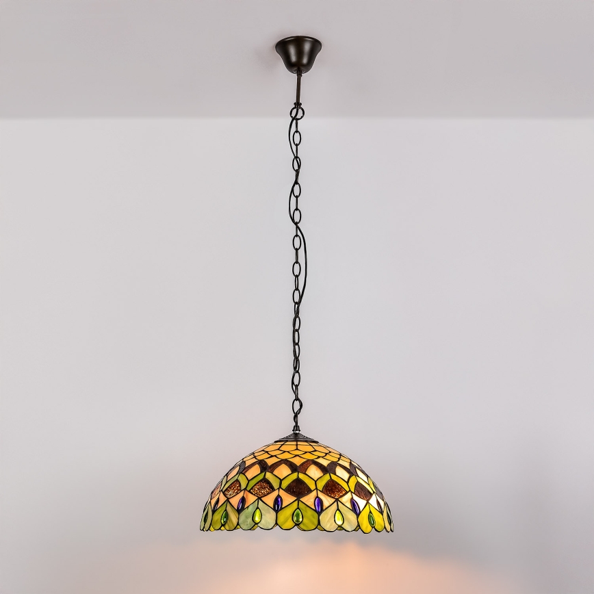 Brilagi - πολυέλαιος Tiffany με βιτρώ σε αλυσίδα MARGARET 2xE27/60W/230V