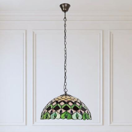 Brilagi - πολυέλαιος Tiffany με βιτρώ σε αλυσίδα MARGARET 2xE27/60W/230V