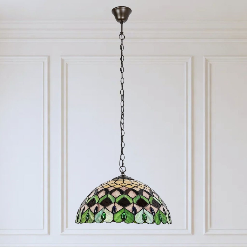 Brilagi - πολυέλαιος Tiffany με βιτρώ σε αλυσίδα MARGARET 2xE27/60W/230V