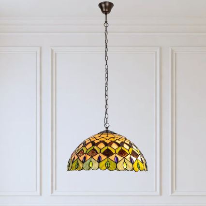 Brilagi - πολυέλαιος Tiffany με βιτρώ σε αλυσίδα MARGARET 2xE27/60W/230V