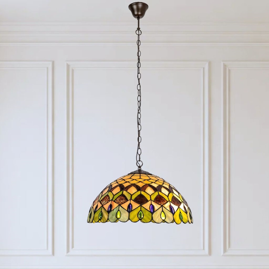 Brilagi - πολυέλαιος Tiffany με βιτρώ σε αλυσίδα MARGARET 2xE27/60W/230V