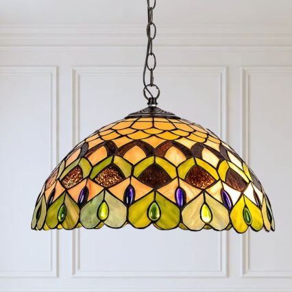 Brilagi - πολυέλαιος Tiffany με βιτρώ σε αλυσίδα MARGARET 2xE27/60W/230V