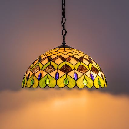 Brilagi - πολυέλαιος Tiffany με βιτρώ σε αλυσίδα MARGARET 2xE27/60W/230V
