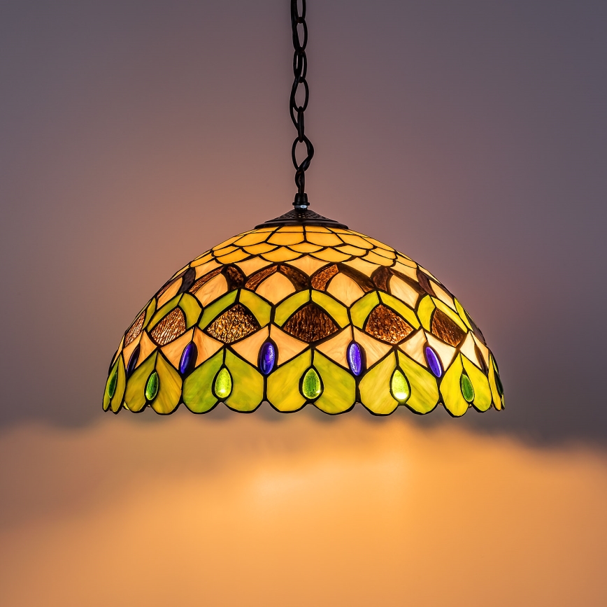 Brilagi - πολυέλαιος Tiffany με βιτρώ σε αλυσίδα MARGARET 2xE27/60W/230V