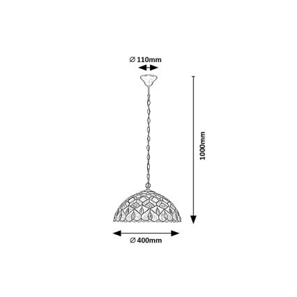 Brilagi - πολυέλαιος Tiffany με βιτρώ σε αλυσίδα MARGARET 2xE27/60W/230V