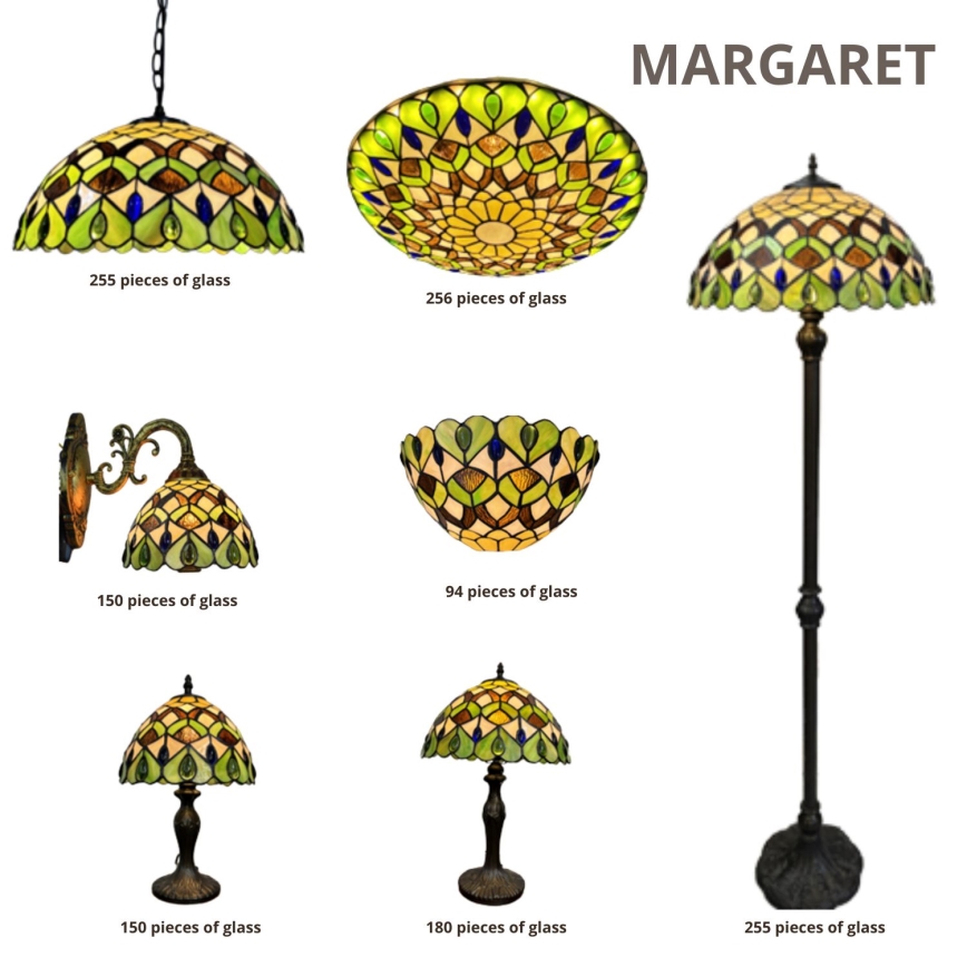 Brilagi - πολυέλαιος Tiffany με βιτρώ σε αλυσίδα MARGARET 2xE27/60W/230V