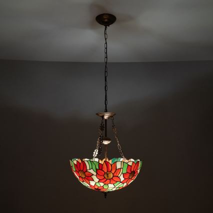 Brilagi - Πολυέλαιος Tiffany με βιτρώ σε αλυσίδα SUNFLOWER 3xE27/60W/230V Ø 50 cm