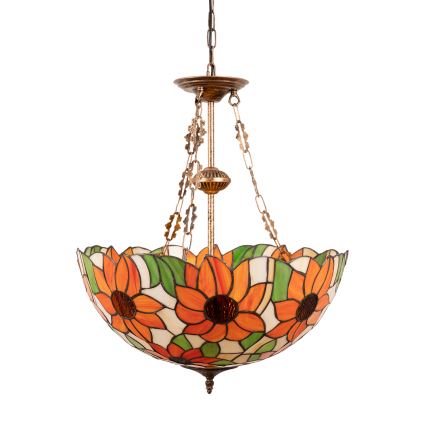 Brilagi - Πολυέλαιος Tiffany με βιτρώ σε αλυσίδα SUNFLOWER 3xE27/60W/230V Ø 50 cm