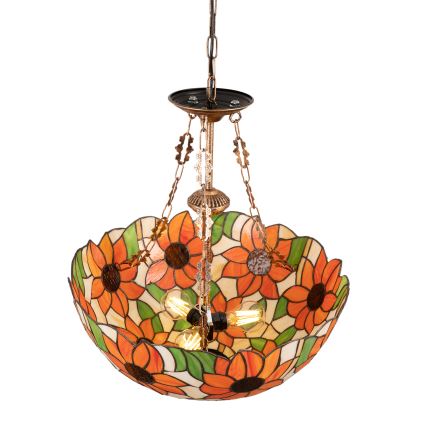 Brilagi - Πολυέλαιος Tiffany με βιτρώ σε αλυσίδα SUNFLOWER 3xE27/60W/230V Ø 50 cm