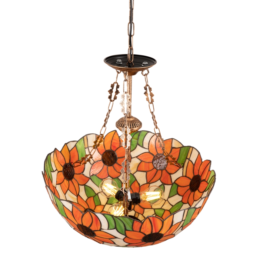 Brilagi - Πολυέλαιος Tiffany με βιτρώ σε αλυσίδα SUNFLOWER 3xE27/60W/230V Ø 50 cm