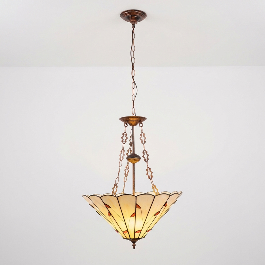 Brilagi - Πολυέλαιος Tiffany με βιτρό σε αλυσίδα FOLIA 3xE27/60W/230V Ø 50 εκ.