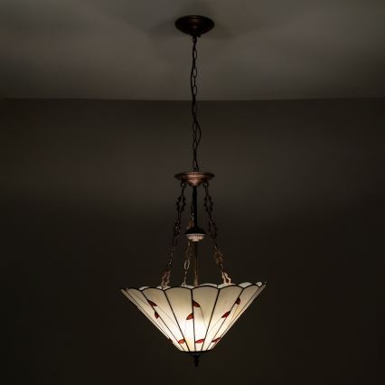 Brilagi - Πολυέλαιος Tiffany με βιτρό σε αλυσίδα FOLIA 3xE27/60W/230V Ø 50 εκ.