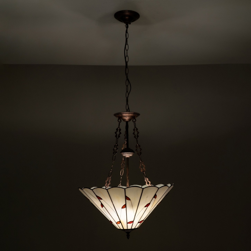 Brilagi - Πολυέλαιος Tiffany με βιτρό σε αλυσίδα FOLIA 3xE27/60W/230V Ø 50 εκ.