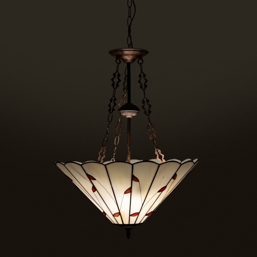 Brilagi - Πολυέλαιος Tiffany με βιτρό σε αλυσίδα FOLIA 3xE27/60W/230V Ø 50 εκ.