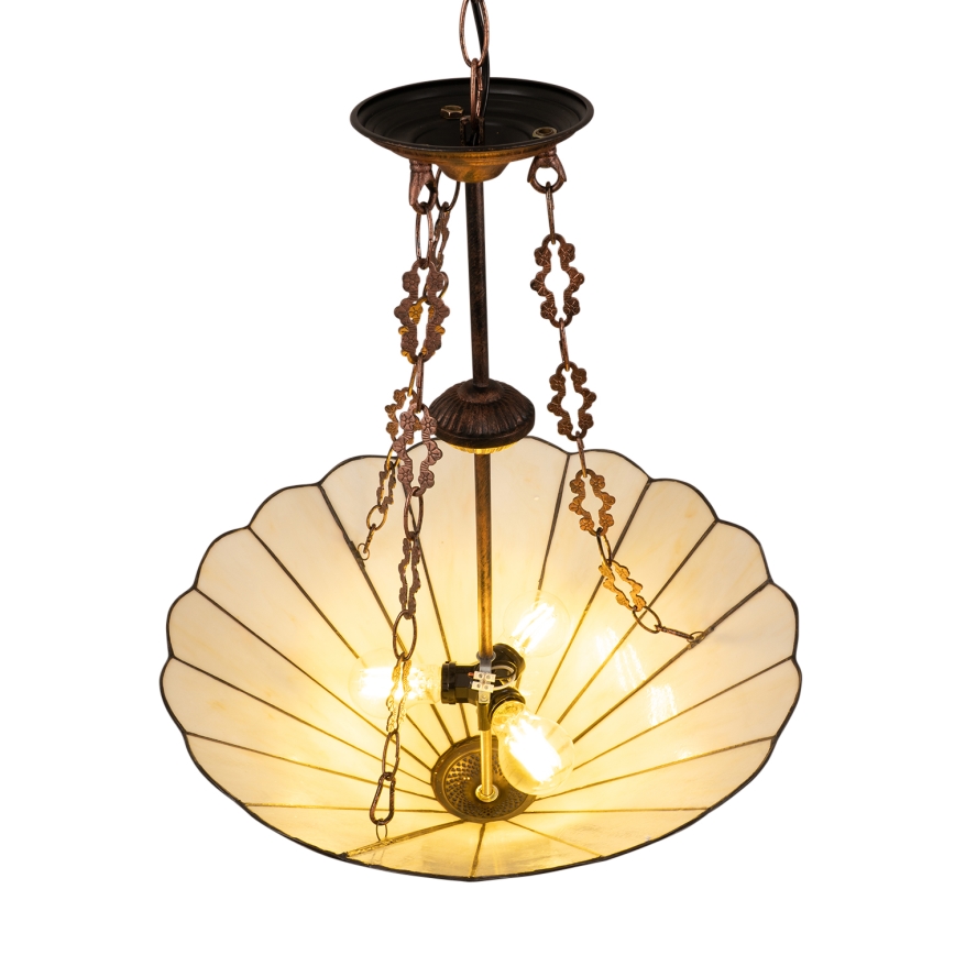 Brilagi - Πολυέλαιος Tiffany με βιτρό σε αλυσίδα FOLIA 3xE27/60W/230V Ø 50 εκ.