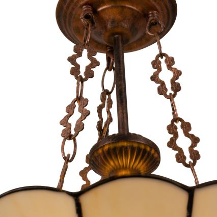 Brilagi - Πολυέλαιος Tiffany με βιτρό σε αλυσίδα FOLIA 3xE27/60W/230V Ø 50 εκ.